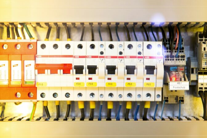 Electrical control panel with circuit breakers